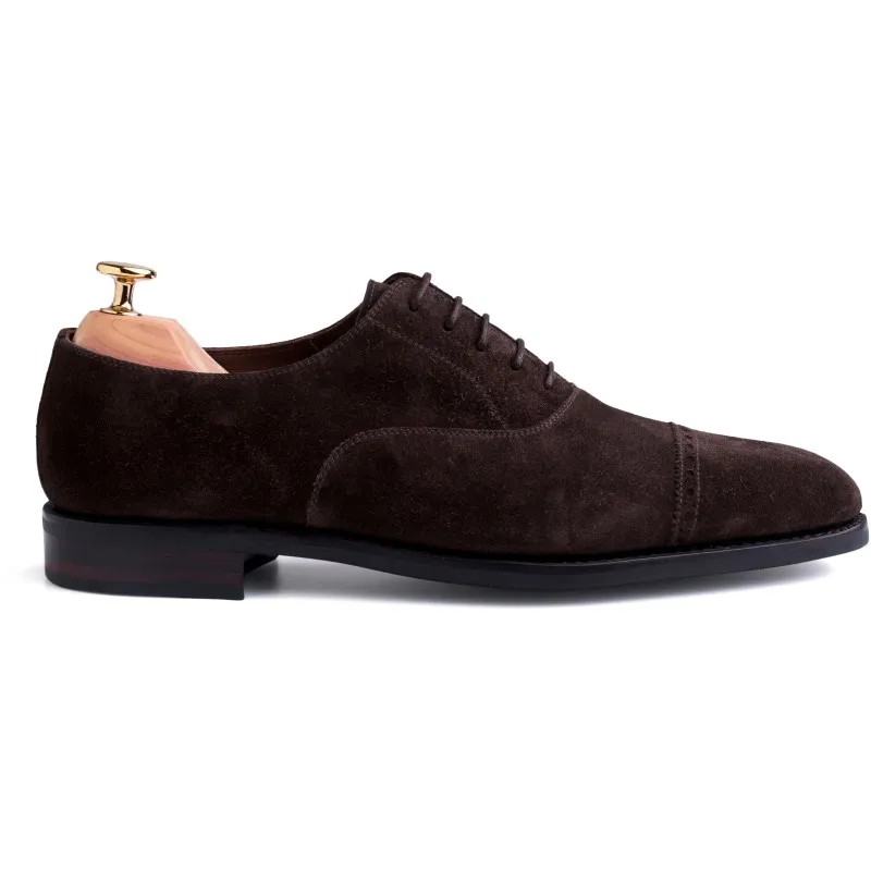 Skolyx dark brown suede brogued cap toe oxford