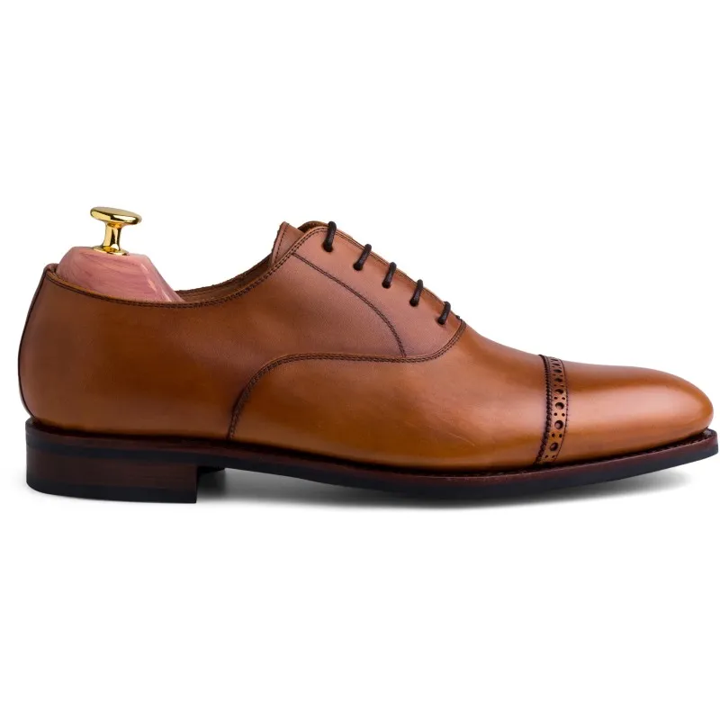 Skolyx light brown brogued cap toe oxford