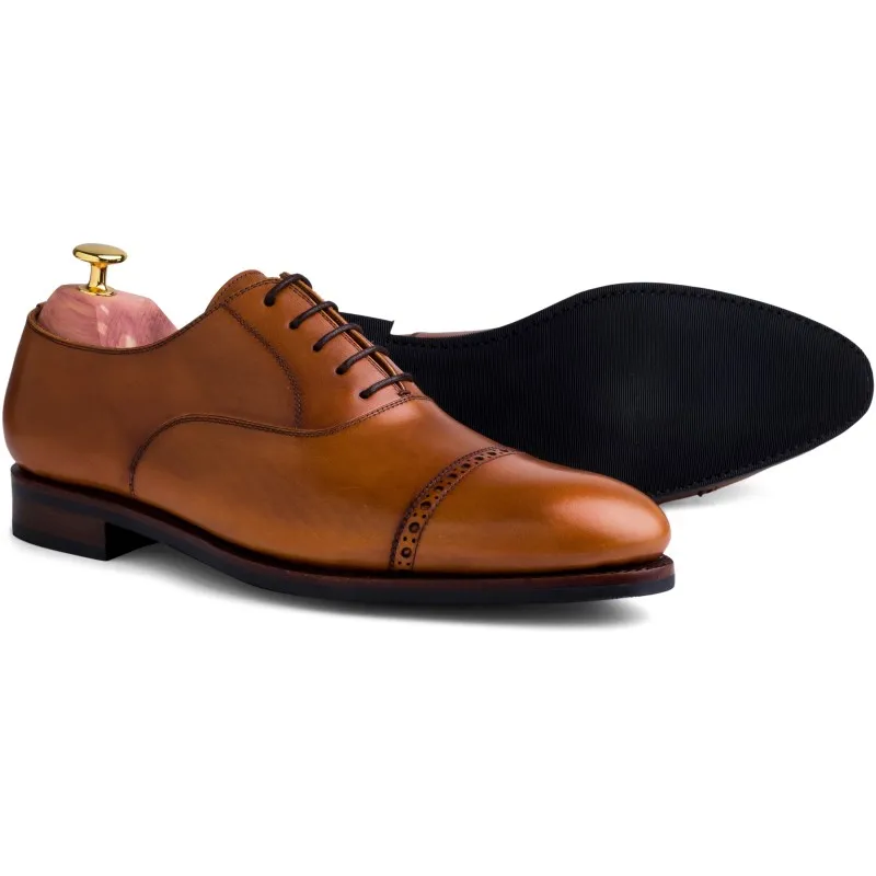 Skolyx light brown brogued cap toe oxford