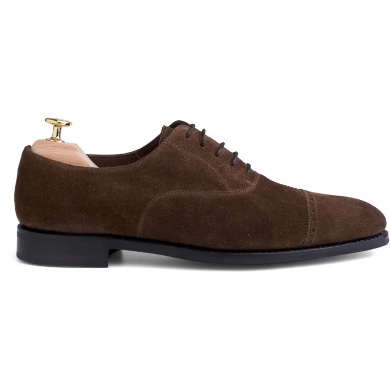 Skolyx medium brown suede brogued cap toe oxford