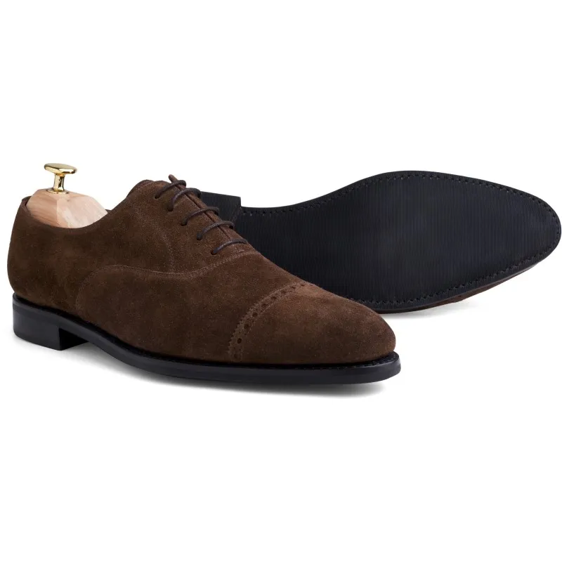 Skolyx medium brown suede brogued cap toe oxford