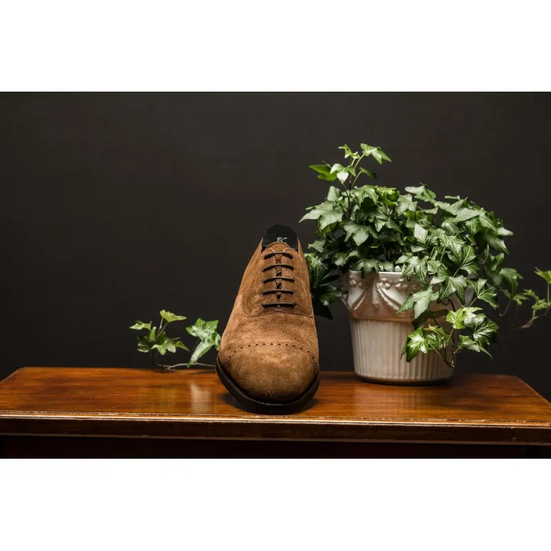 Skolyx medium brown suede brogued cap toe oxford