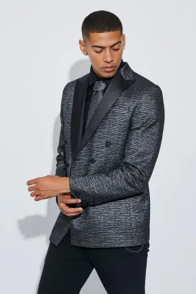 Slim Double Breasted Metallic Blazer