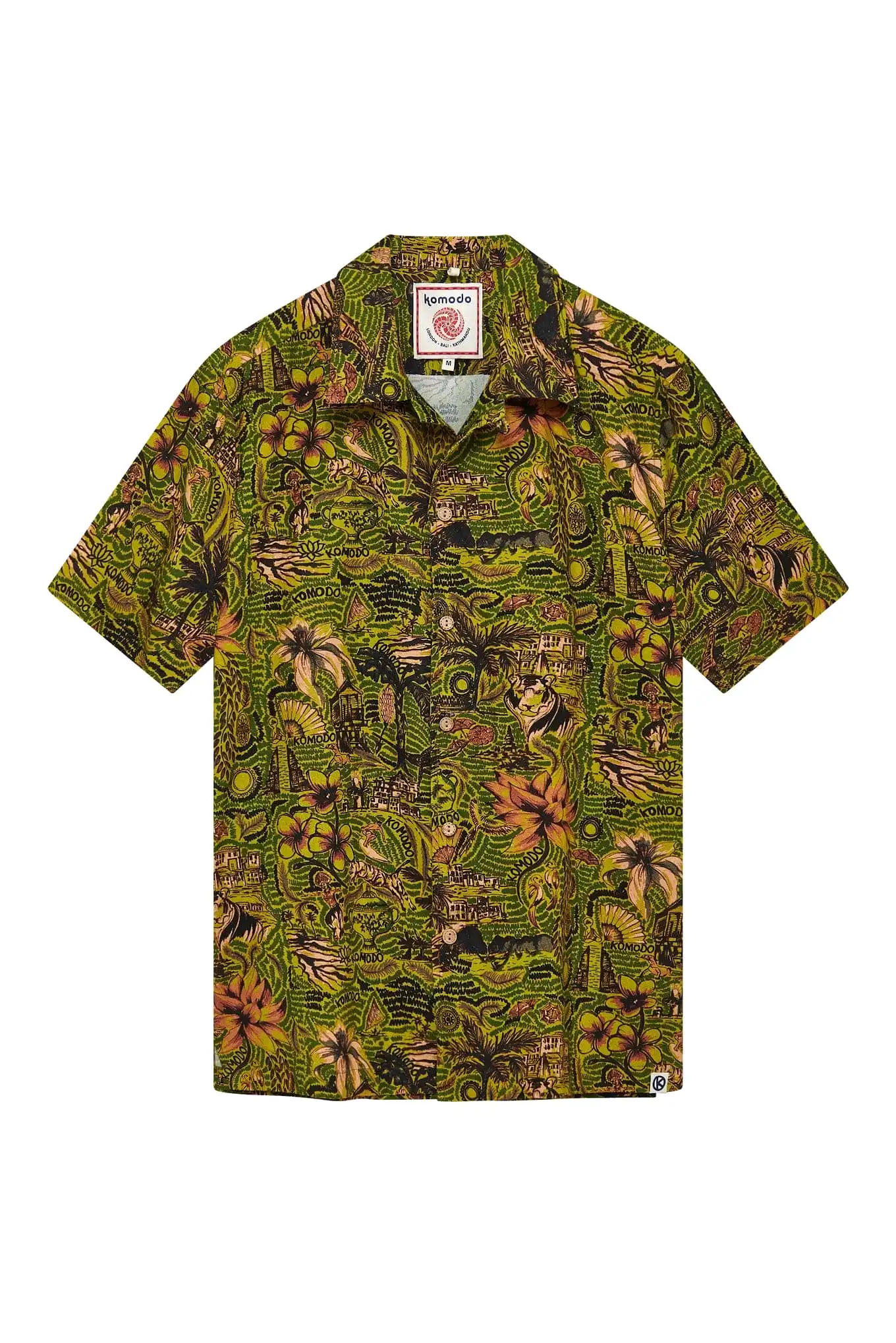 Spindrift Men's Organic Cotton Shirt | Green Tropical Print