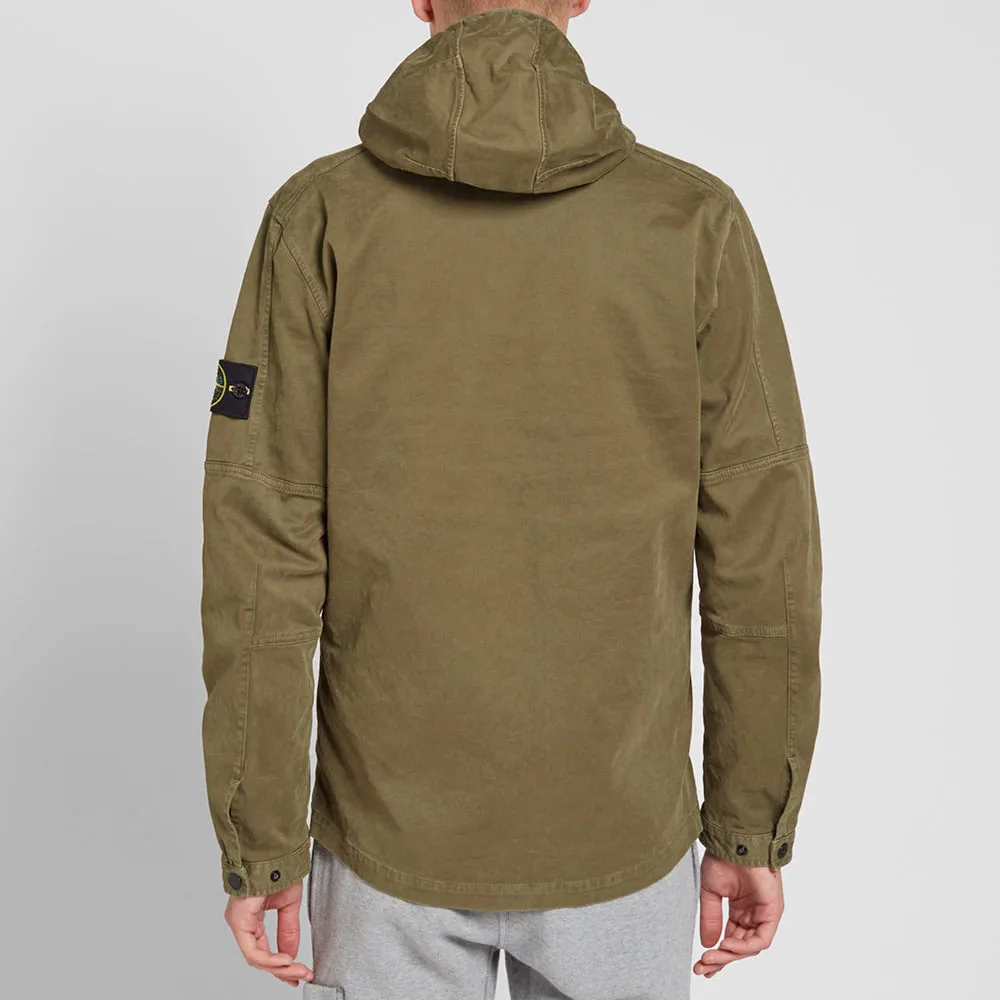 Stone Island Garment Dyed Hooded OvershirtMilitary Green