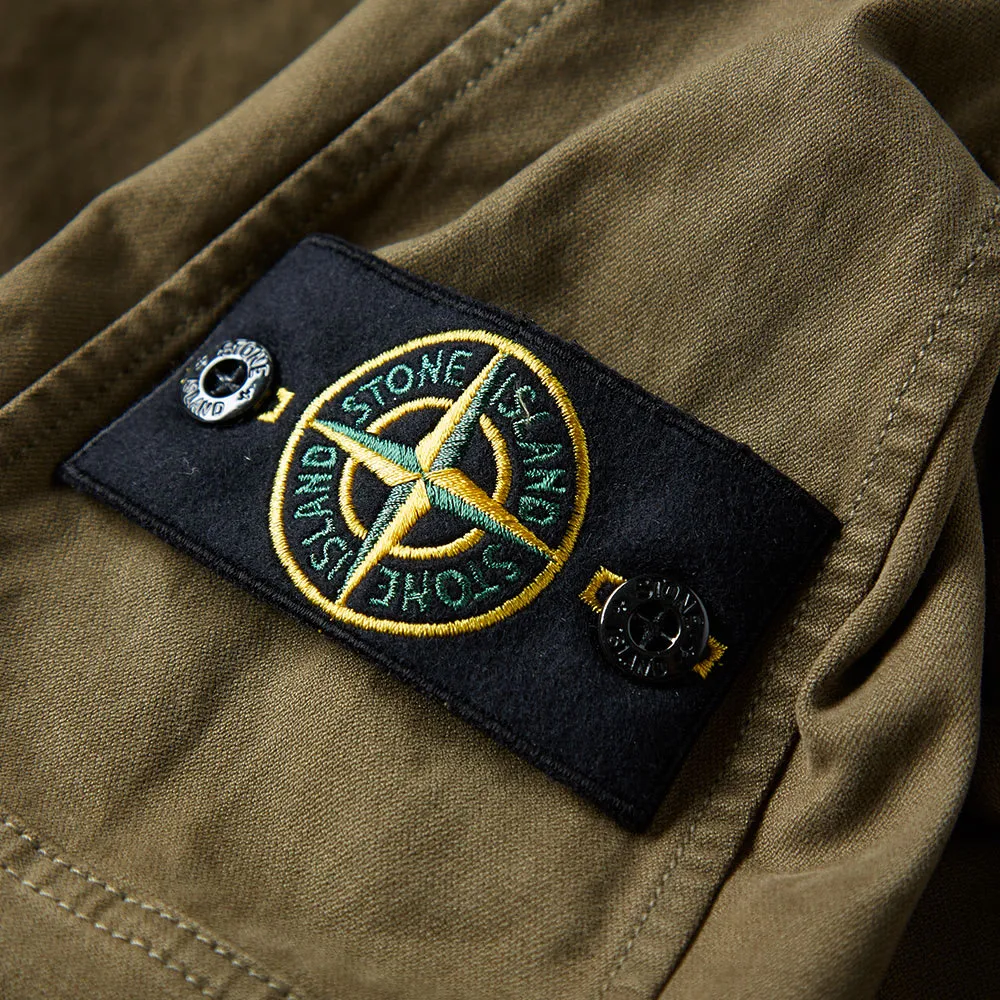 Stone Island Garment Dyed Hooded OvershirtMilitary Green