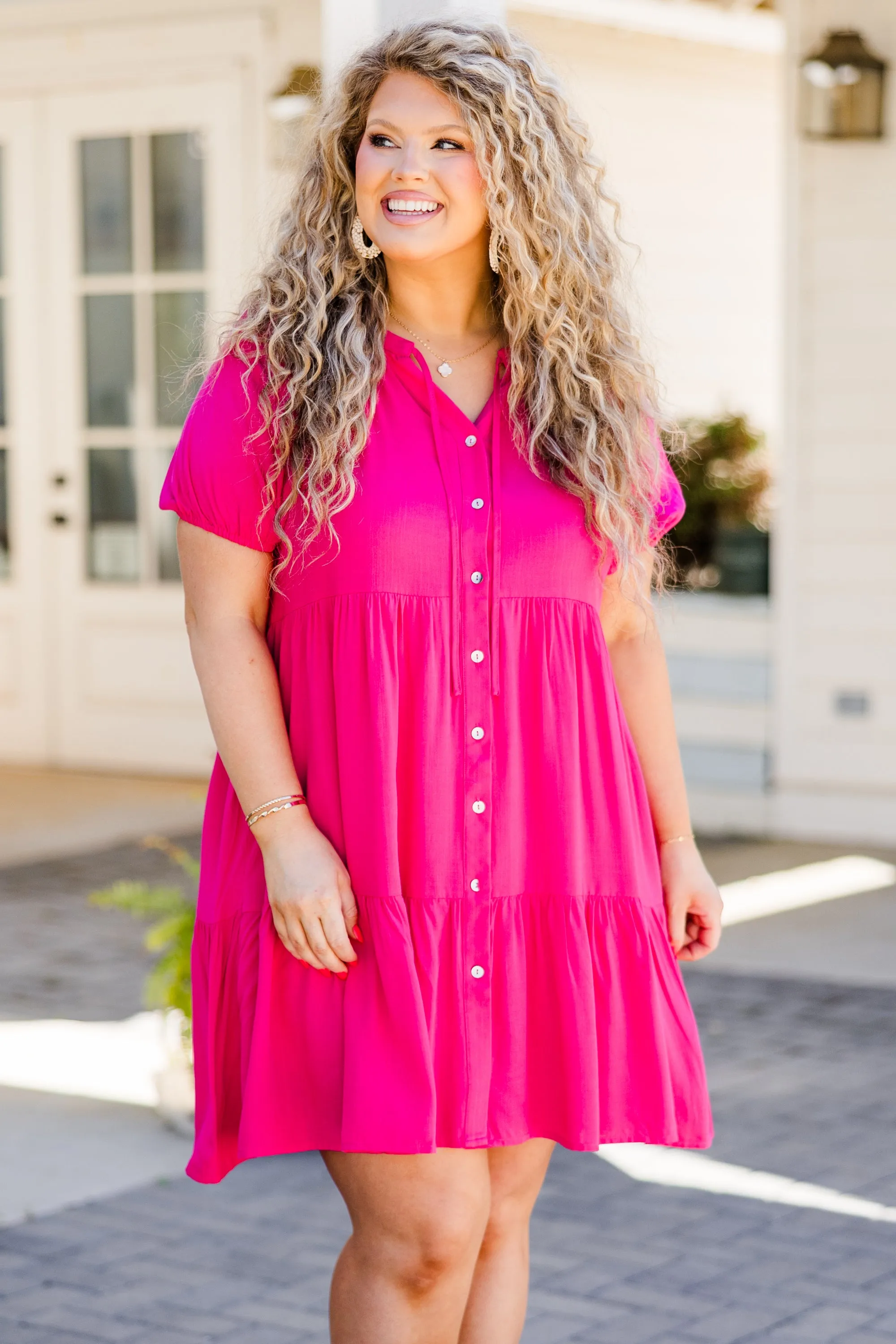 Sunny Skies Ahead Dress, Hot Pink