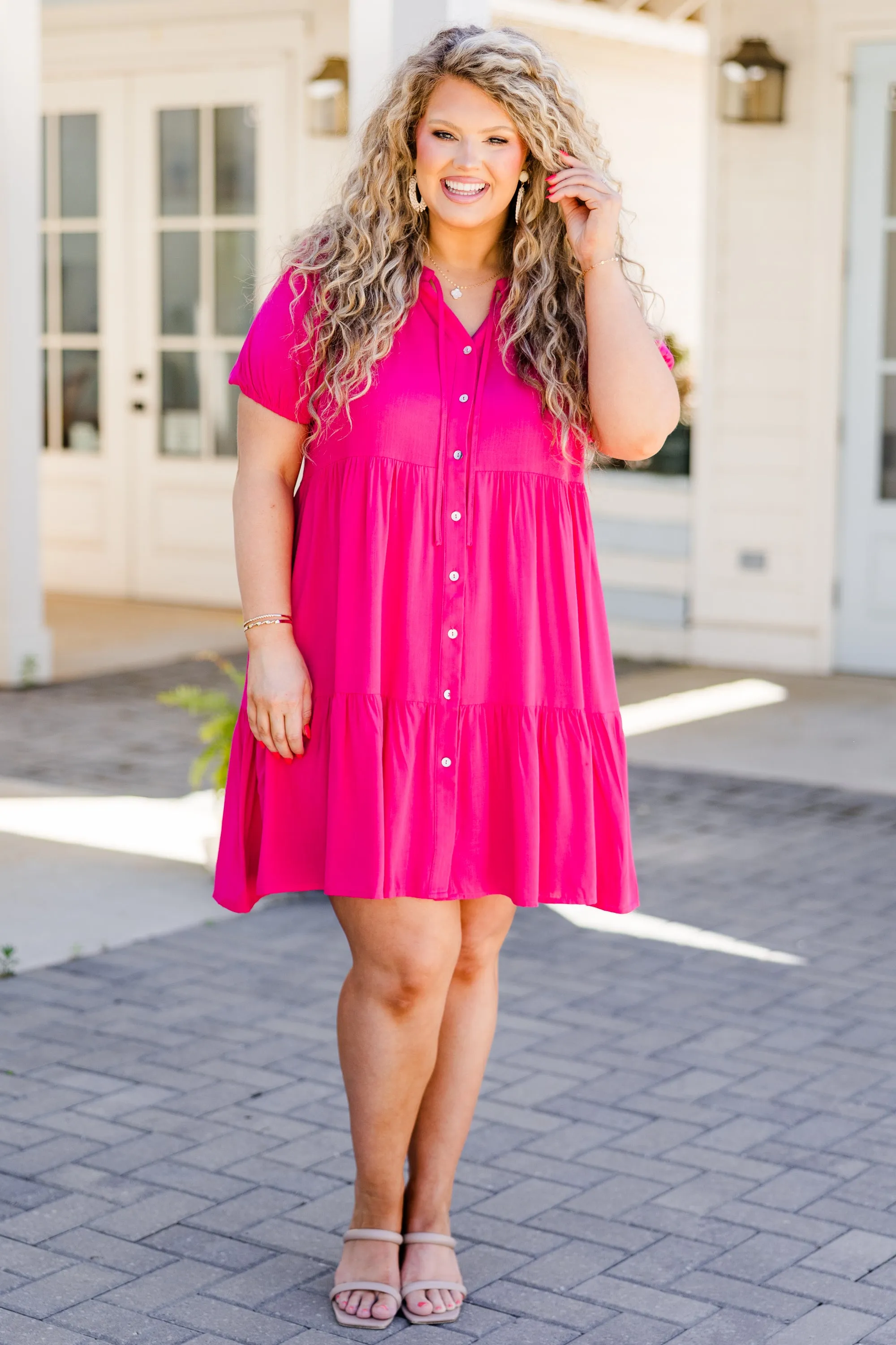 Sunny Skies Ahead Dress, Hot Pink