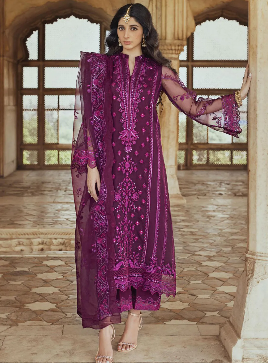 Tahra By Zainab Chottani Embroidered Organza Unstitched 3 Piece Suit - 10 MAH BANO