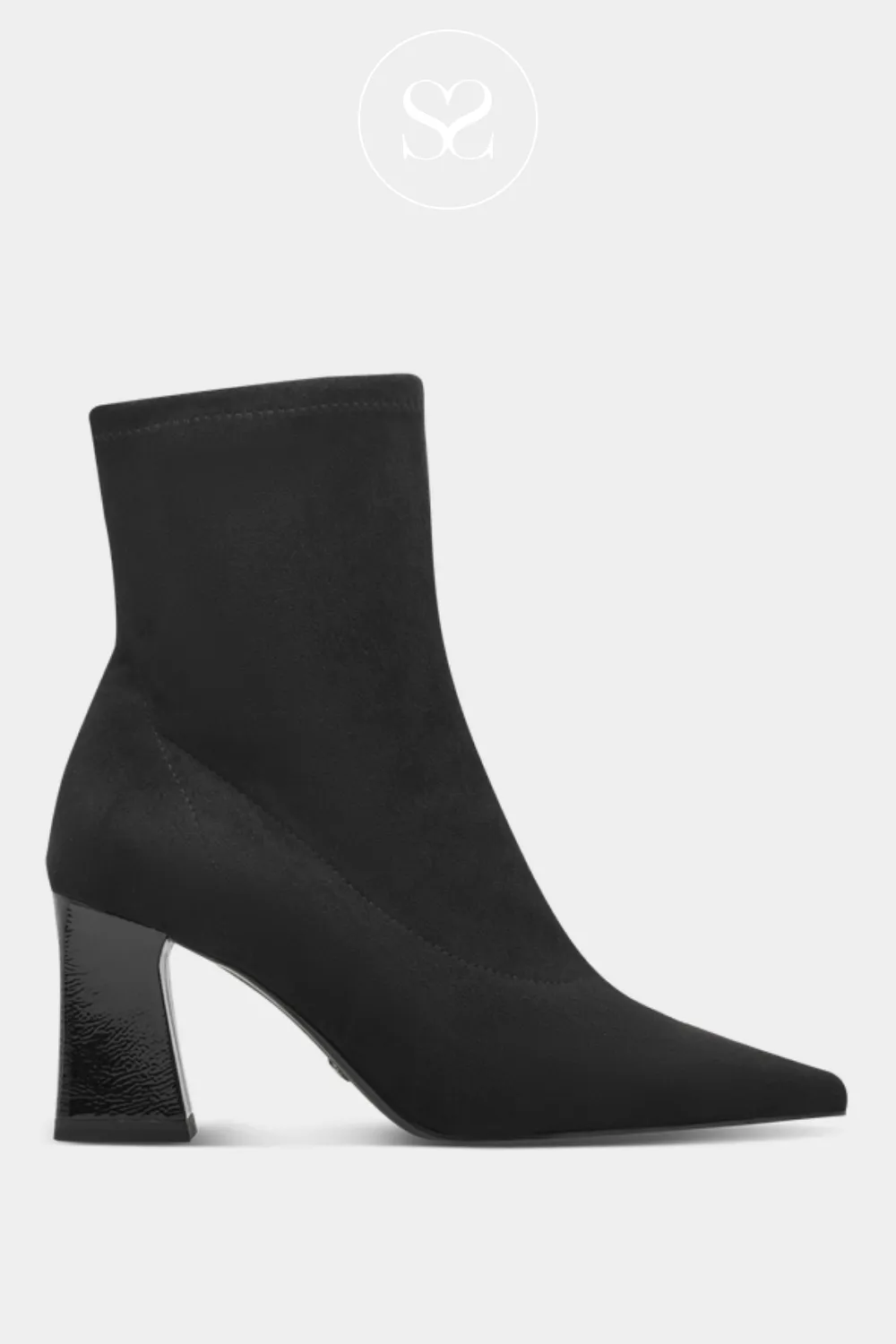 TAMARIS 1-25023-43 BLACK SUEDE EFFECT BLOCK HEEL DRESS BOOTS