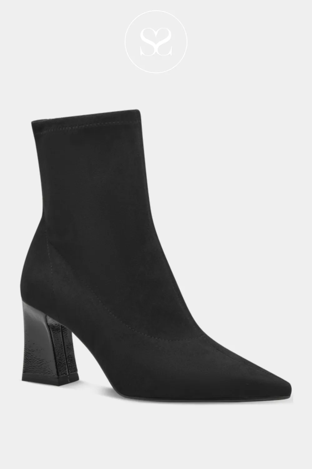 TAMARIS 1-25023-43 BLACK SUEDE EFFECT BLOCK HEEL DRESS BOOTS