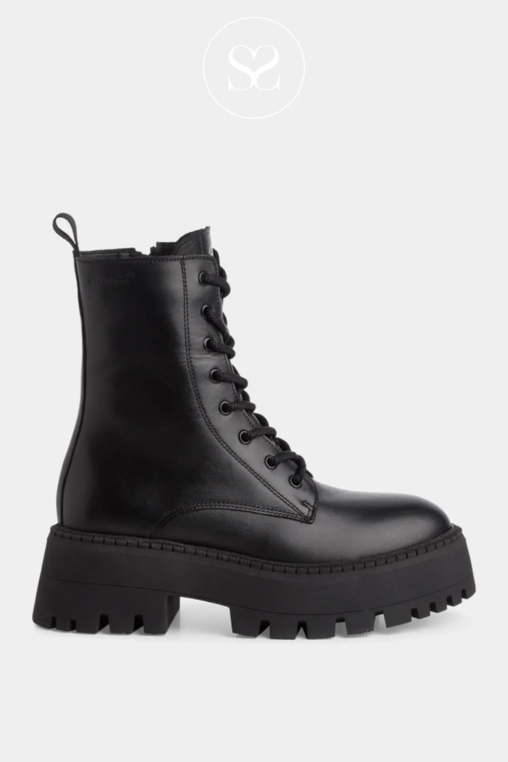 TAMARIS 1-25228-43 BLACK LEATHER MILITARY BOOTS