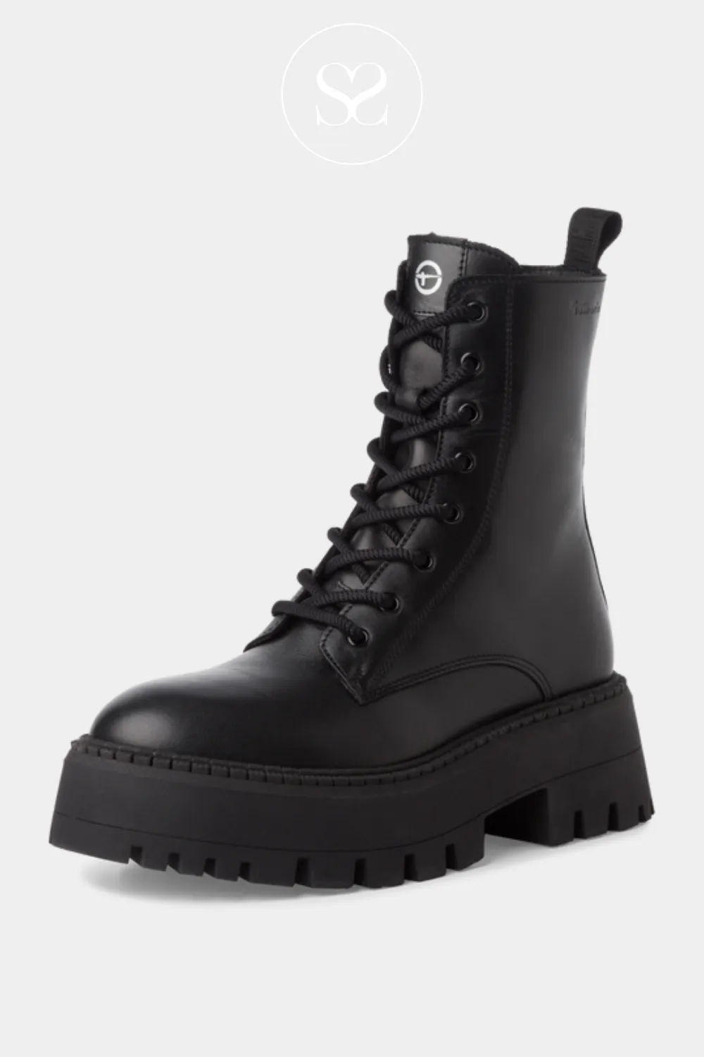 TAMARIS 1-25228-43 BLACK LEATHER MILITARY BOOTS