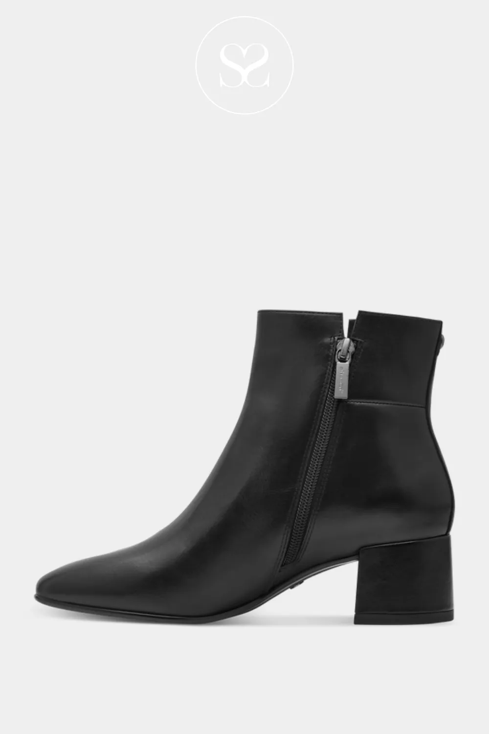 TAMARIS 1-25345-43 BLACK LEATHER ANKLE BOOTS