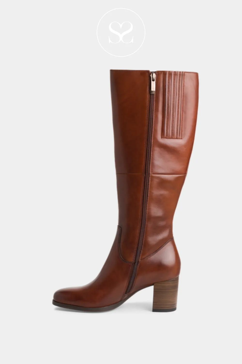 TAMARIS 1-25547-43 TAN LEATHER KNEE HIGH BOOTS