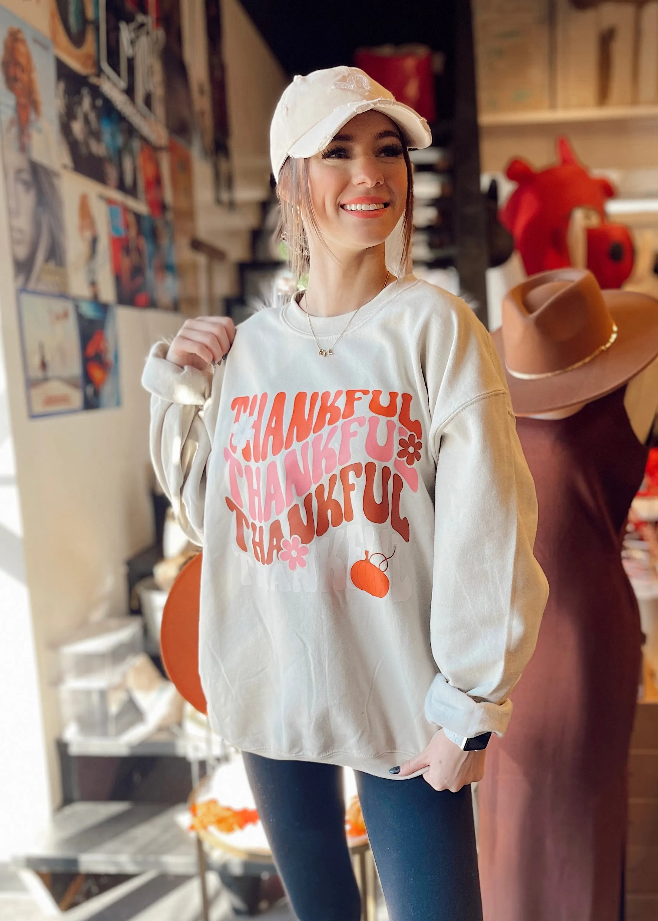 Thankful Pumpkin Sweatshirt | Sand