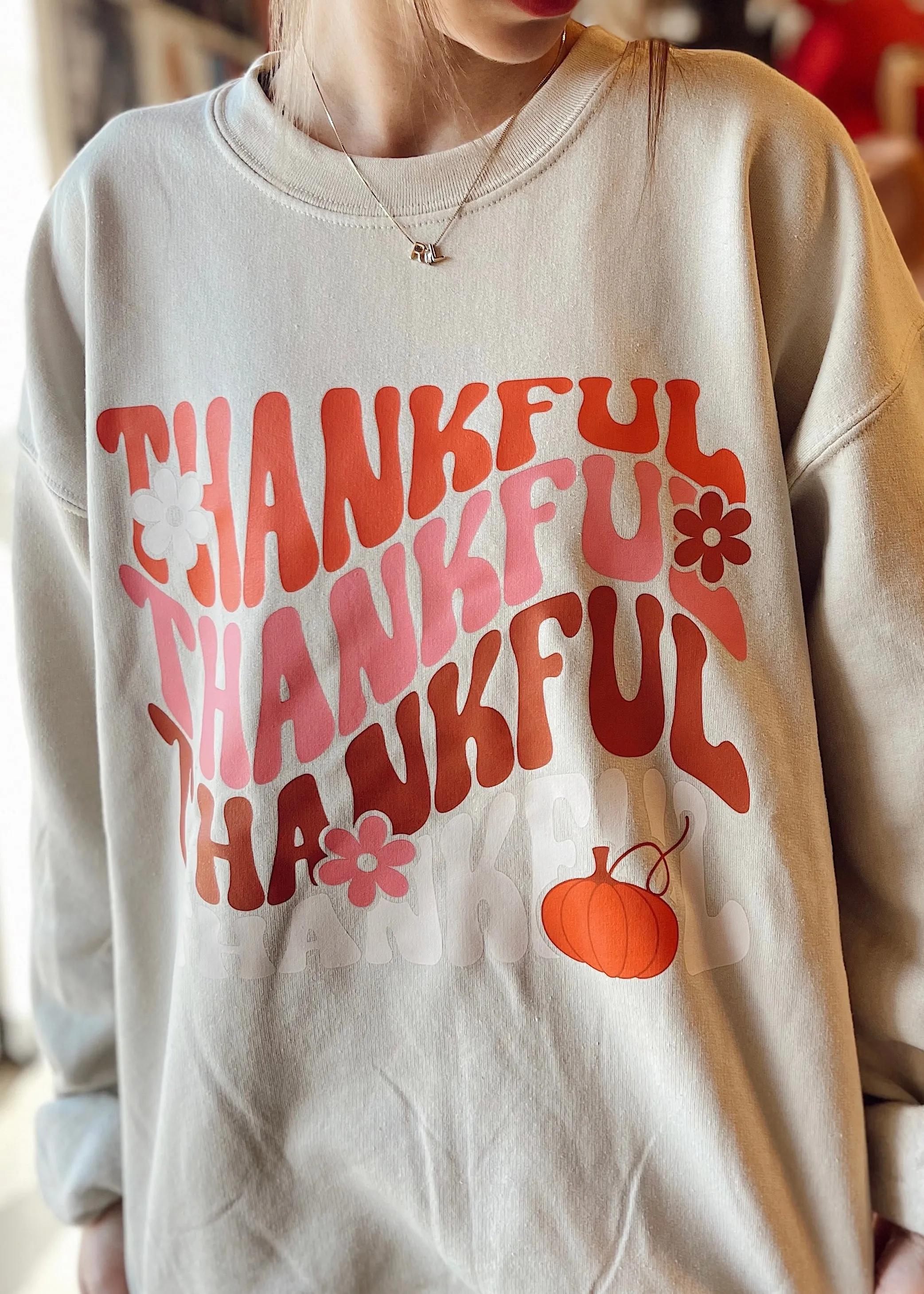 Thankful Pumpkin Sweatshirt | Sand