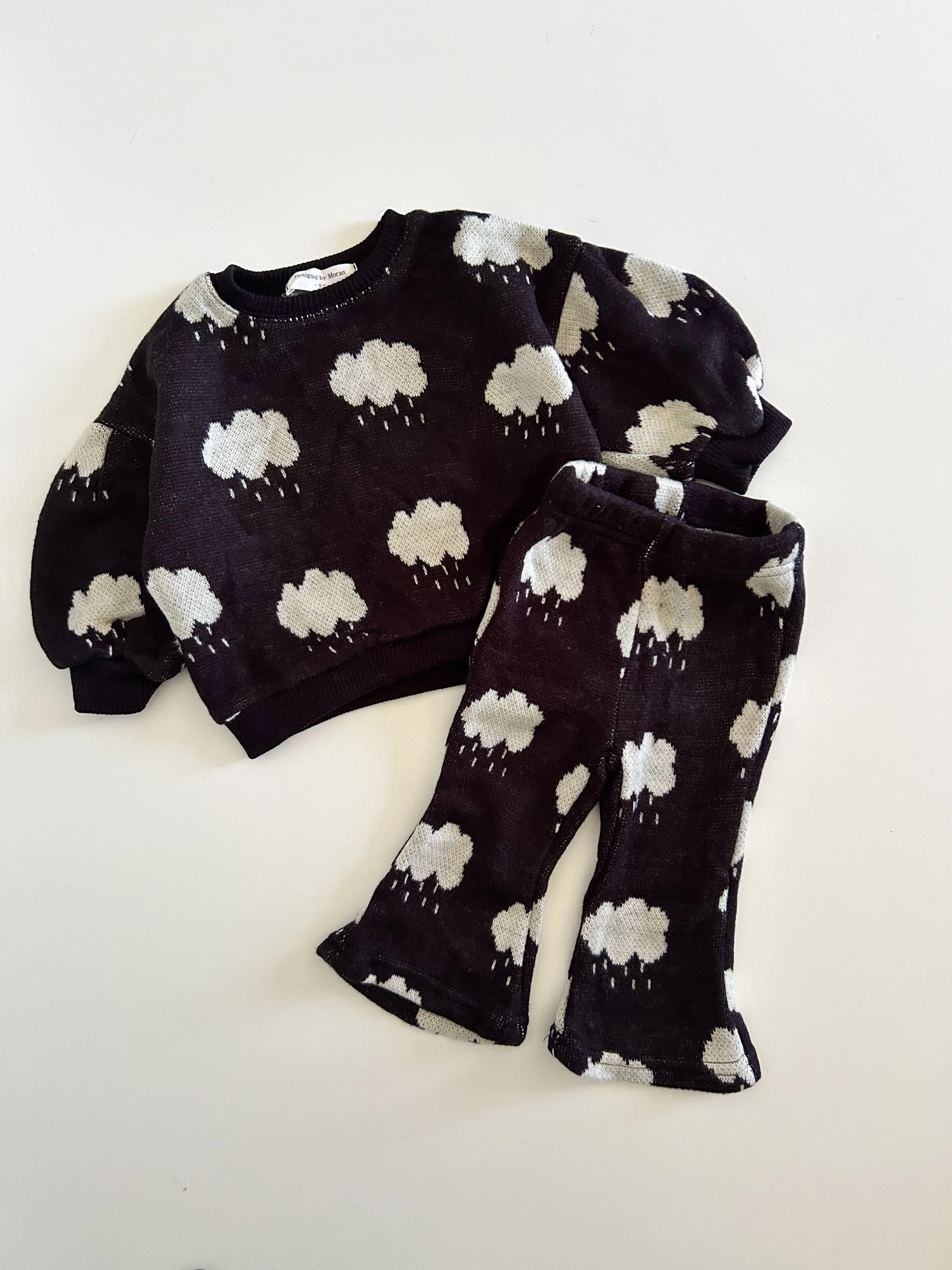 Toddler W24 Jacquard Puff Sleeve Sweater & Flare Pants Set (15m-7y) - 3 Colors