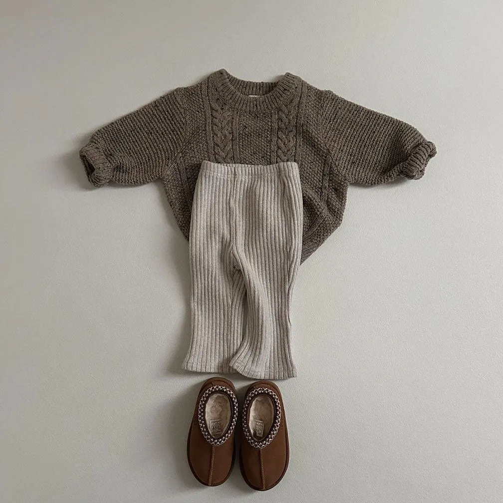 Toddler W24 Relaxed Crewneck Cable-Knit Sweater  (10m-4y) - 2 Colors