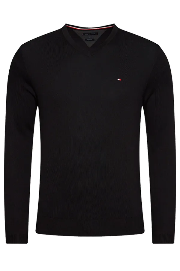 Tommy Hilfiger Luxury Knit V-Neck Pullover Black