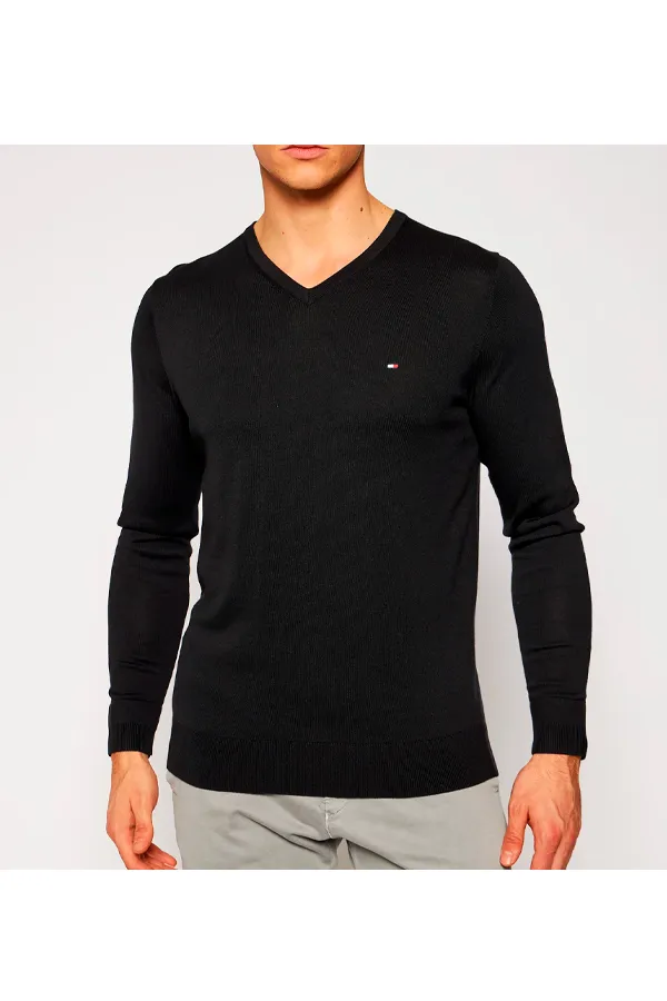 Tommy Hilfiger Luxury Knit V-Neck Pullover Black