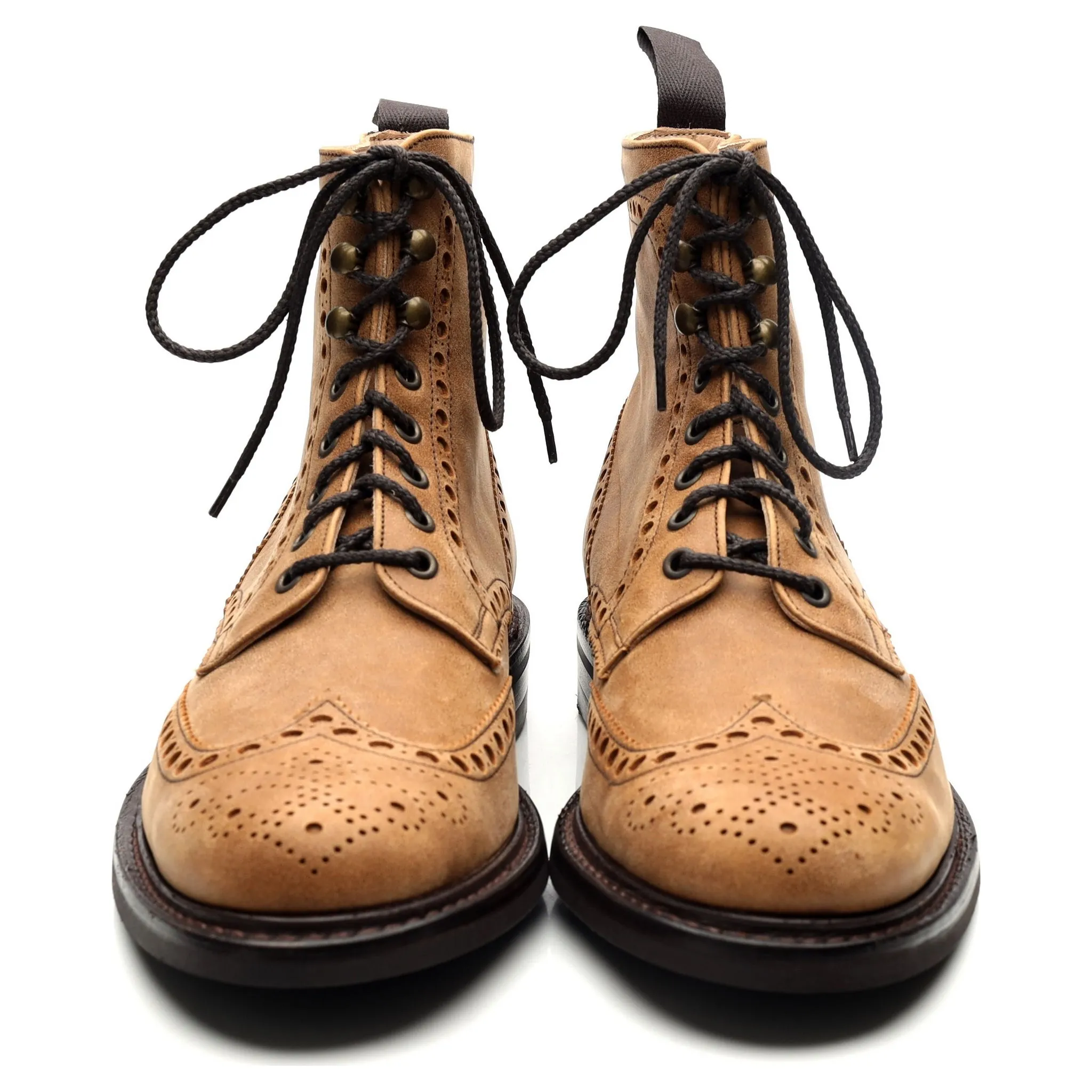 'Tweed' Sand Brown Suede Brogue Boots UK 9.5 F