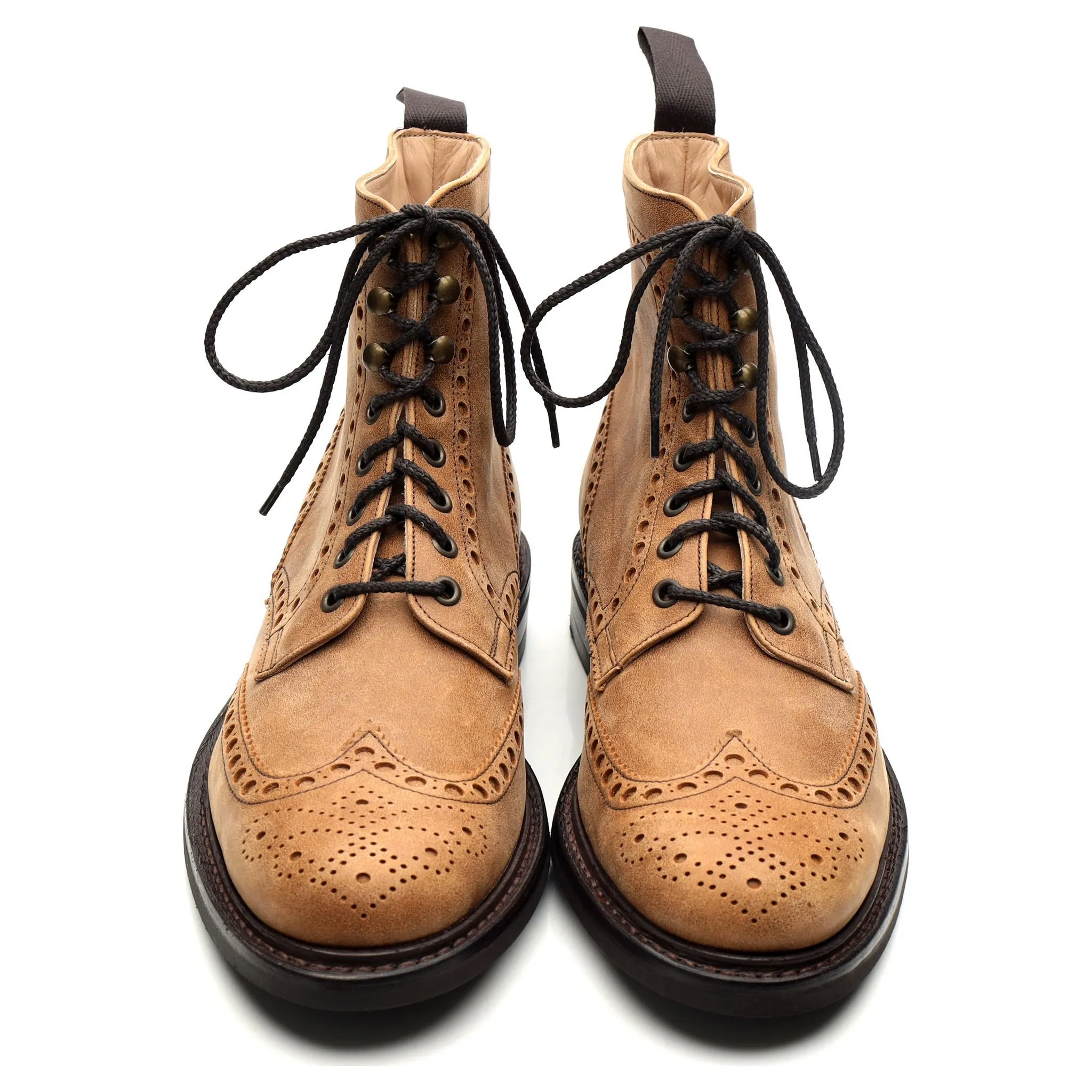 'Tweed' Sand Brown Suede Brogue Boots UK 9.5 F