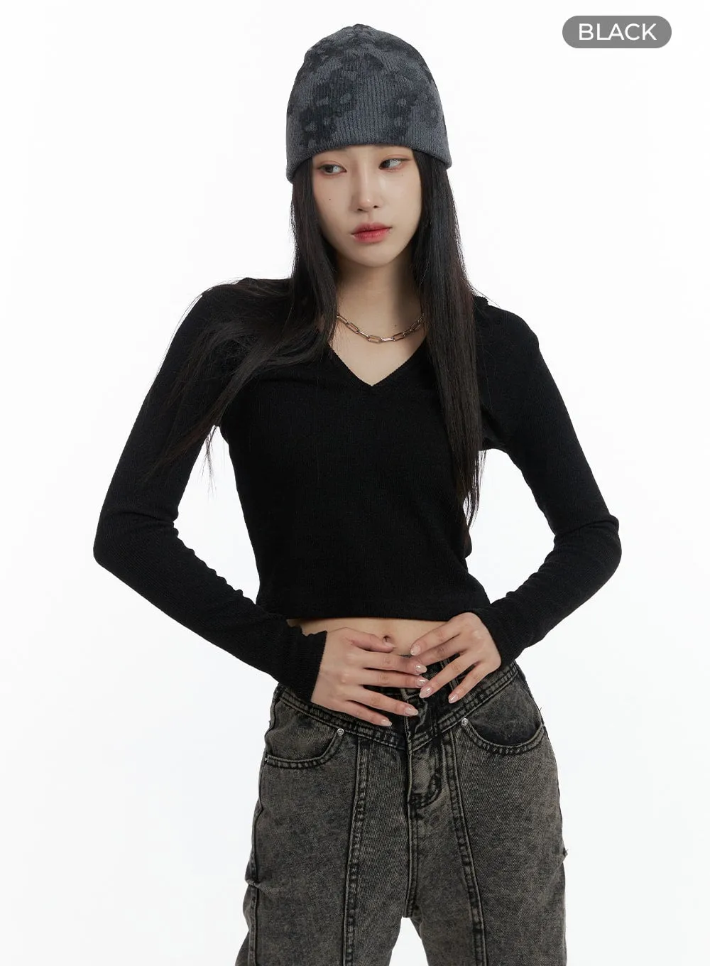 V-Neck Hooded Crop Top CF429