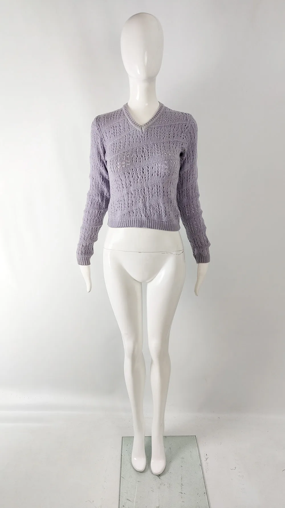 Versus Versace Vintage Lavender Twisted Knit Sweater, 1990s