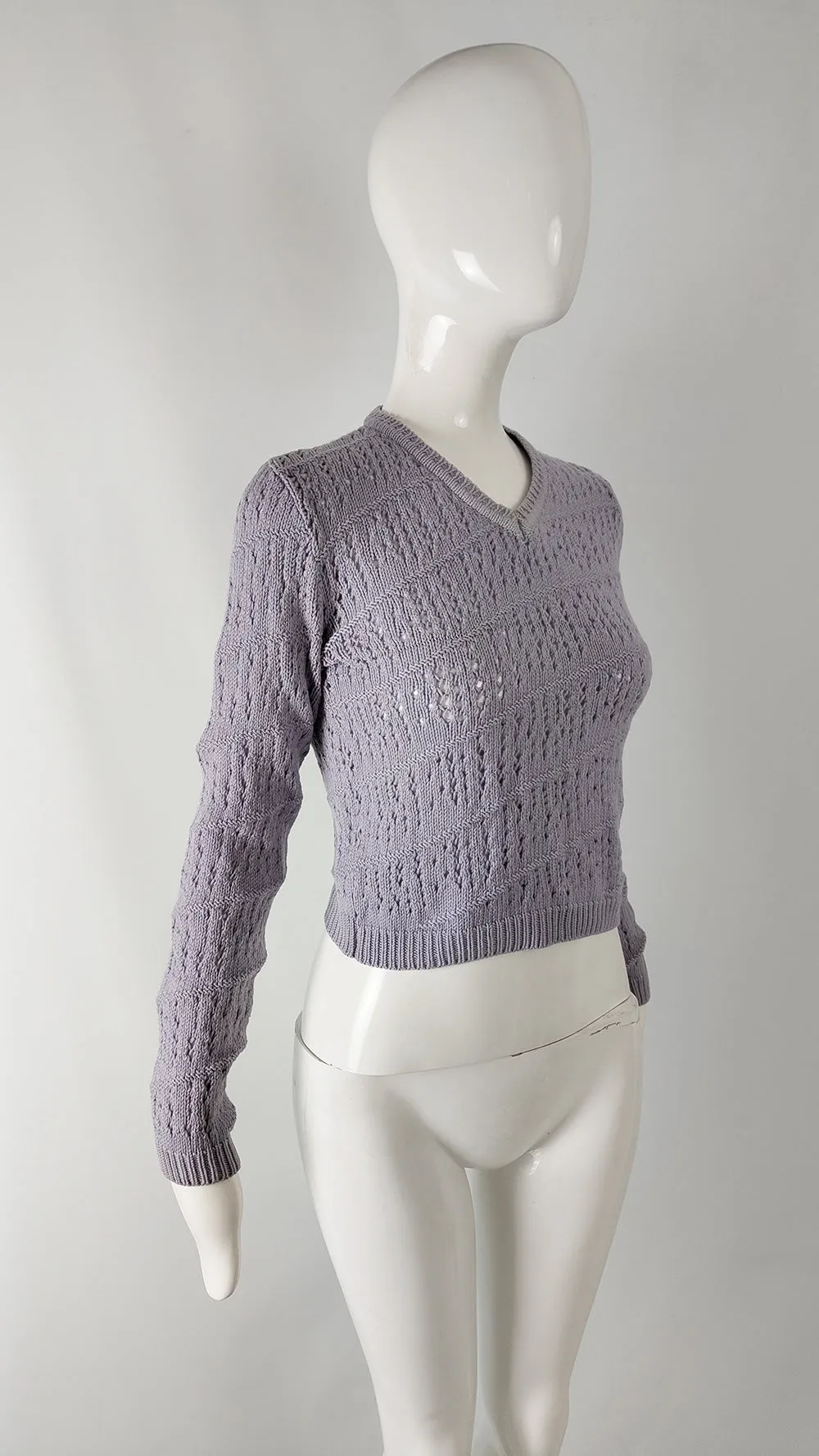 Versus Versace Vintage Lavender Twisted Knit Sweater, 1990s