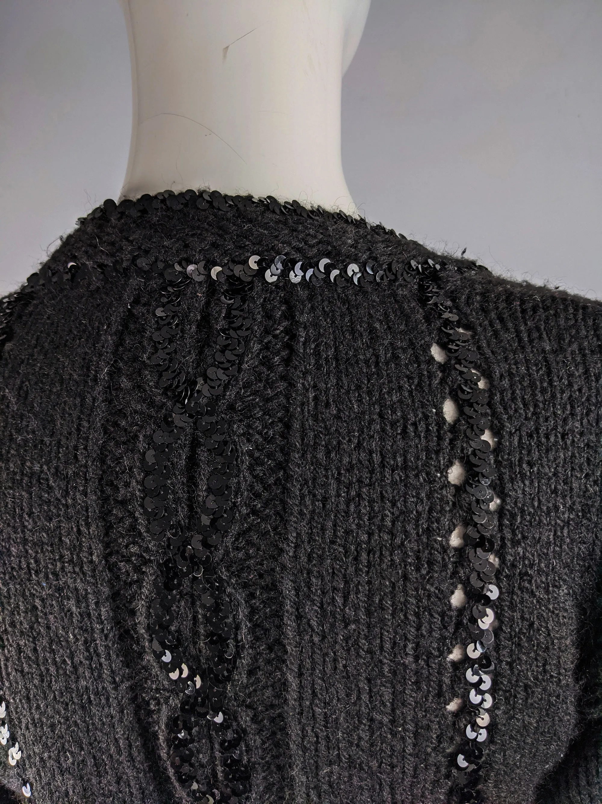 Vintage Black Sequin Wool & Mohair Sweater, 1970s