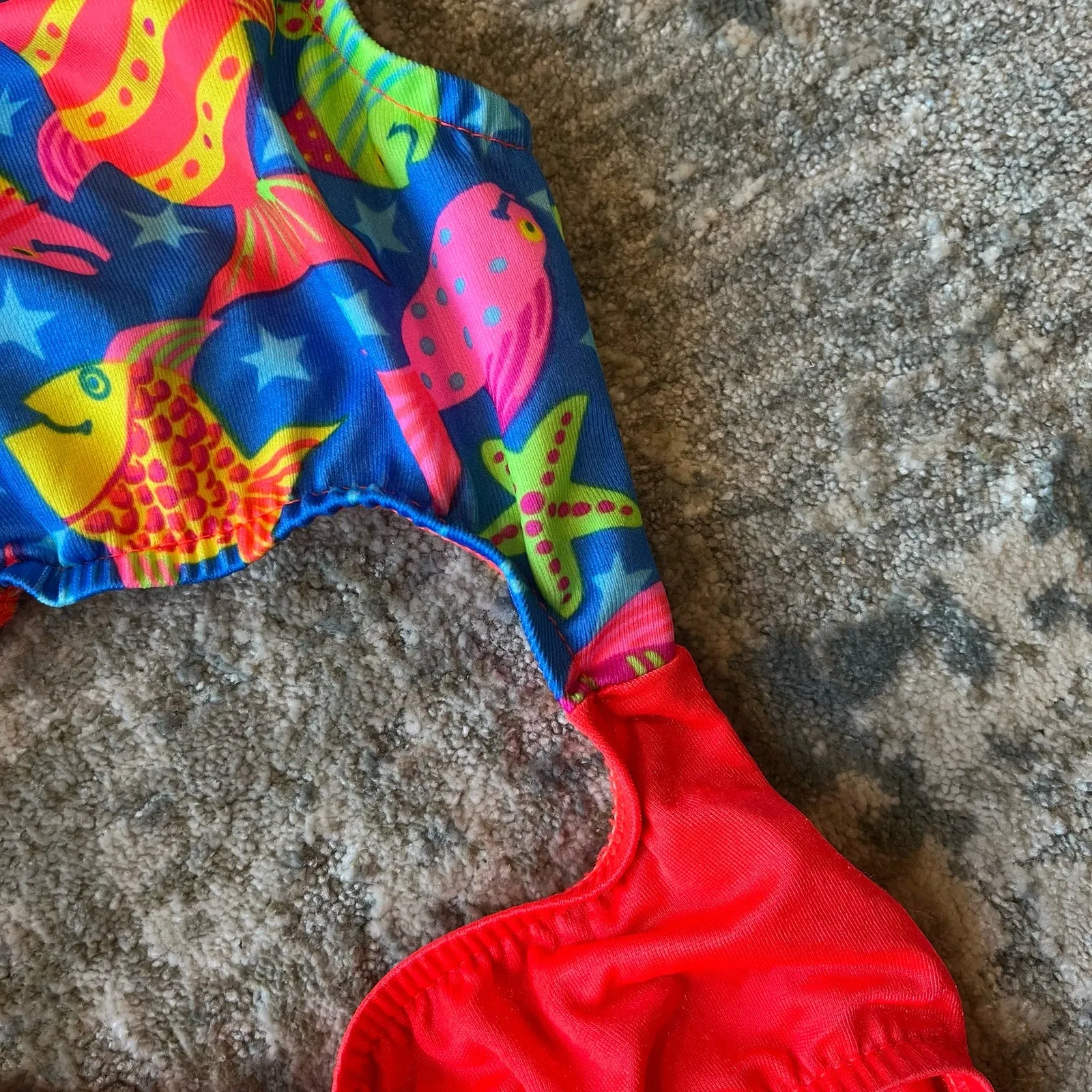 Vintage Girls One Piece Fish Bathing Suit 6 USA