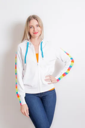 White Zip Jacket w/ Neon Sleeves