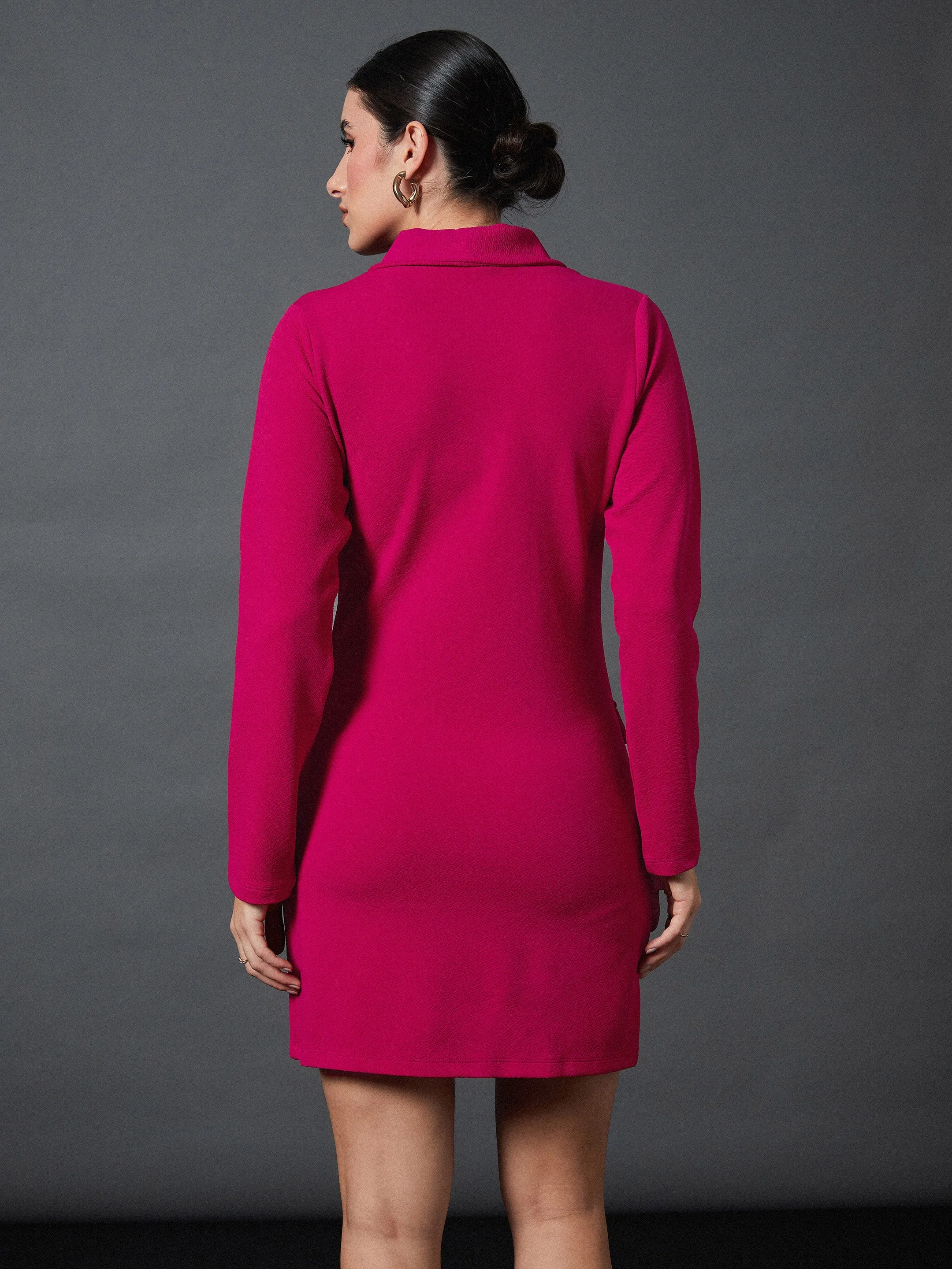 Women Pink Double Breasted Blazer Dress