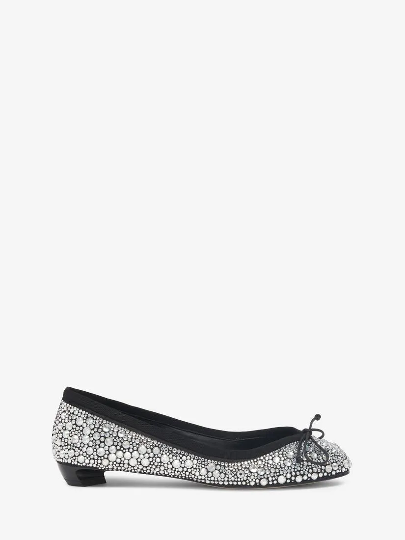 Women's Armadillo Ballet Flat in Crystal/black