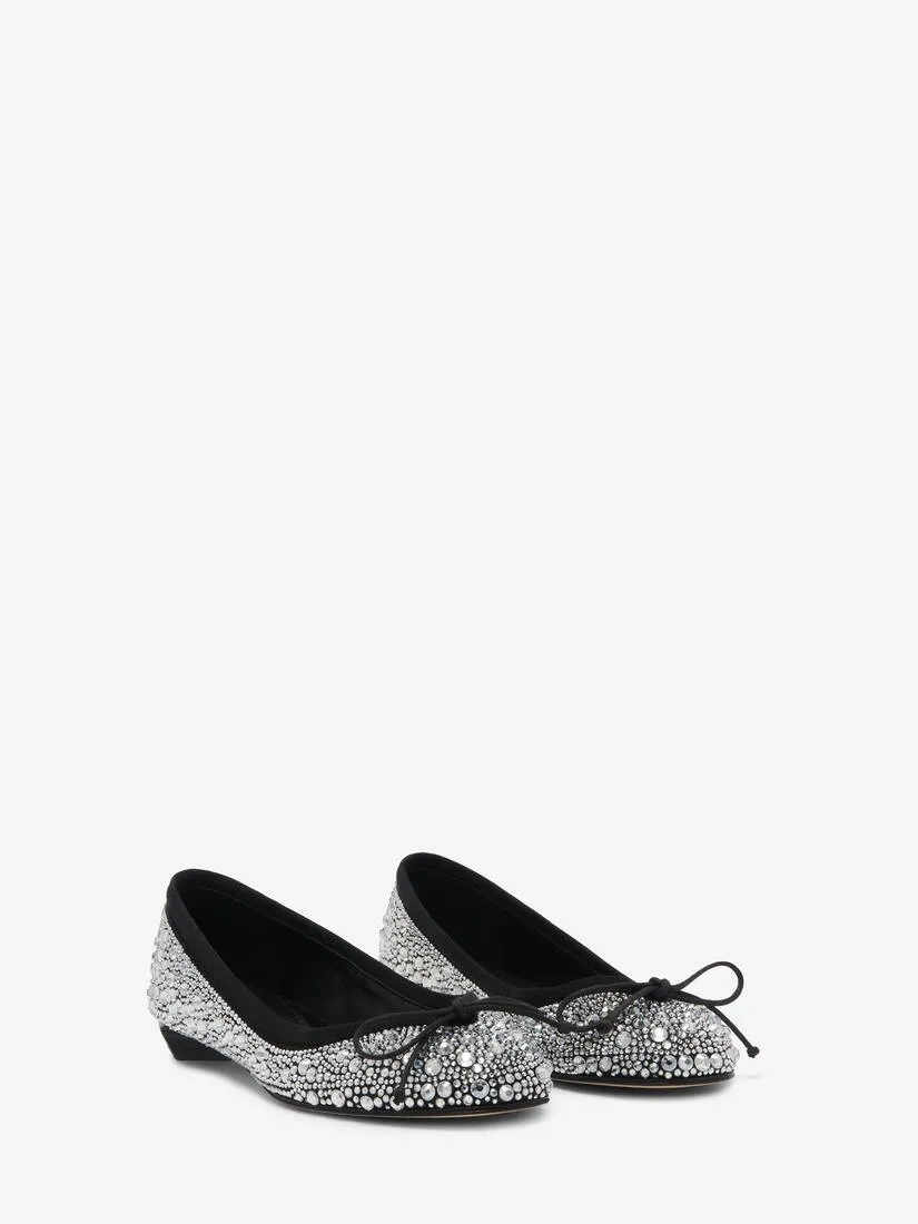 Women's Armadillo Ballet Flat in Crystal/black