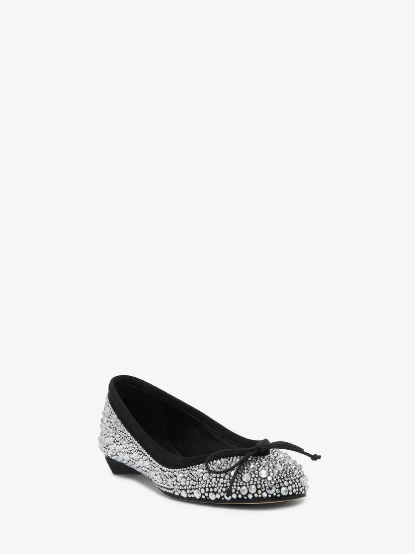 Women's Armadillo Ballet Flat in Crystal/black