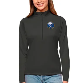 Women's Buffalo Sabres Antigua Charcoal Tribute Quarter-Zip Pullover Top