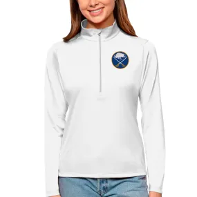 Women's Buffalo Sabres Antigua White Tribute Quarter-Zip Pullover Top