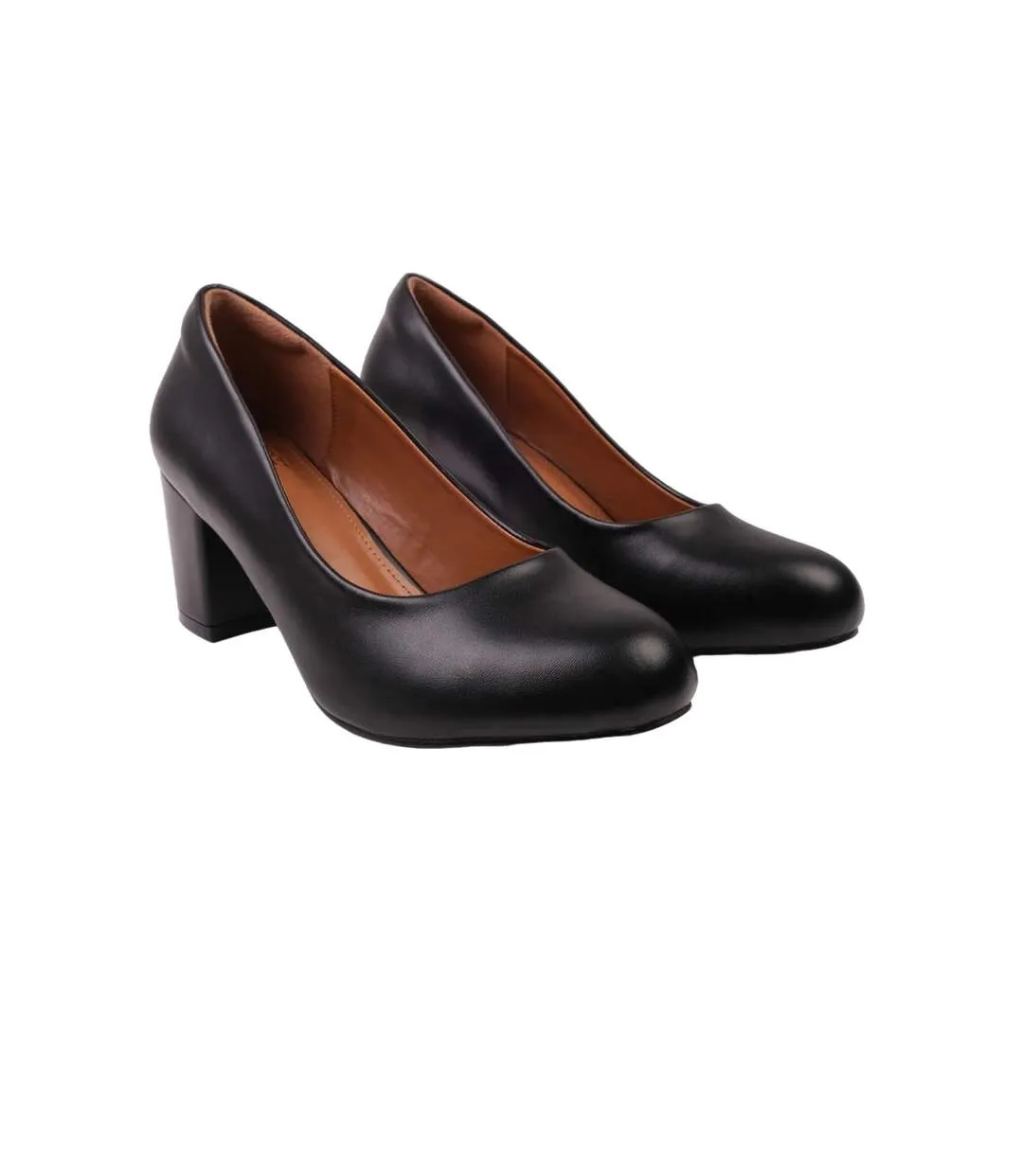 Womens/ladies melrose faux leather medium block court shoes black Where´s That From