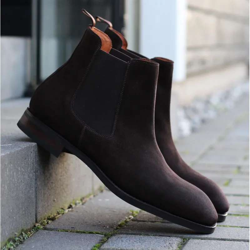 Yanko Chelsea boot dark brown suede