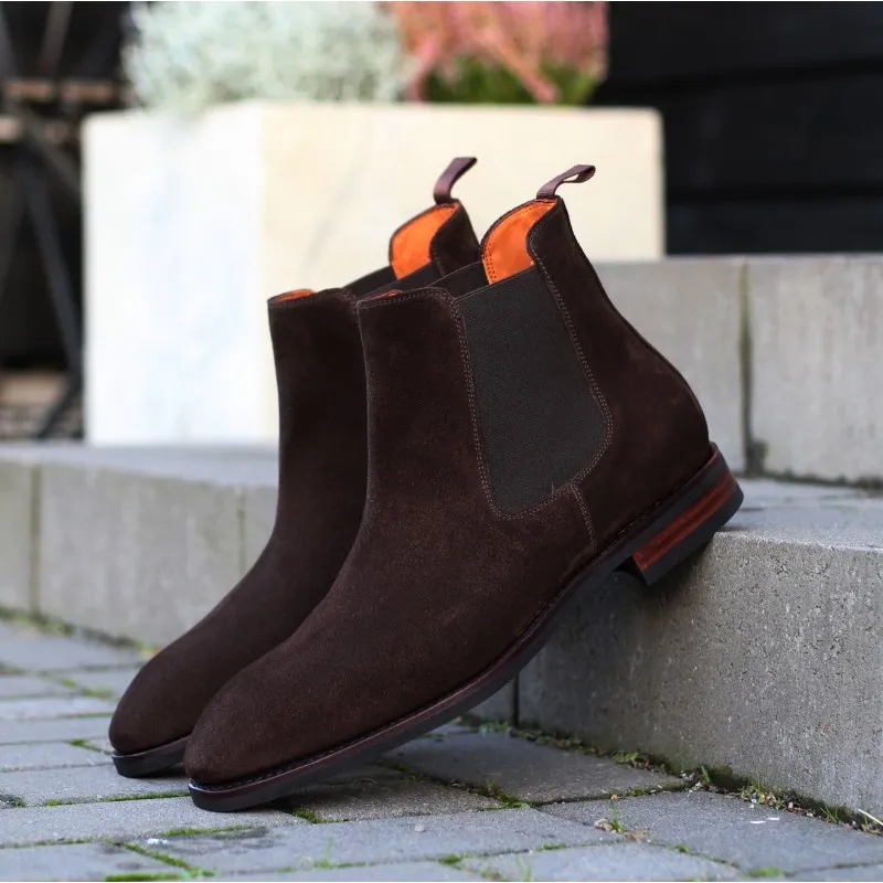 Yanko Chelsea boot dark brown suede