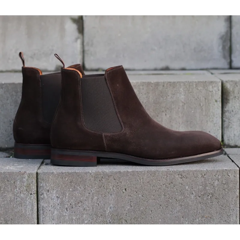 Yanko Chelsea boot dark brown suede