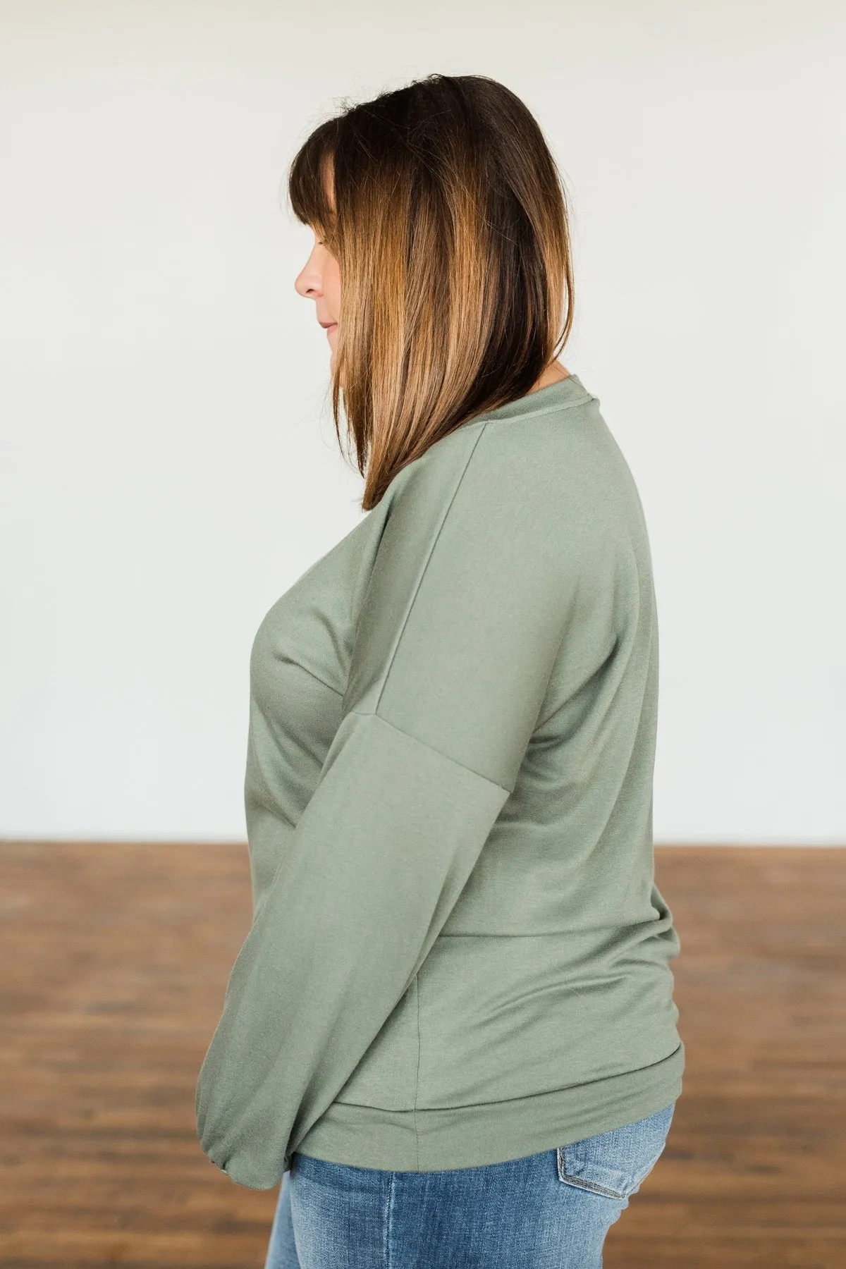 You Make It Easy Pullover Top- Sage