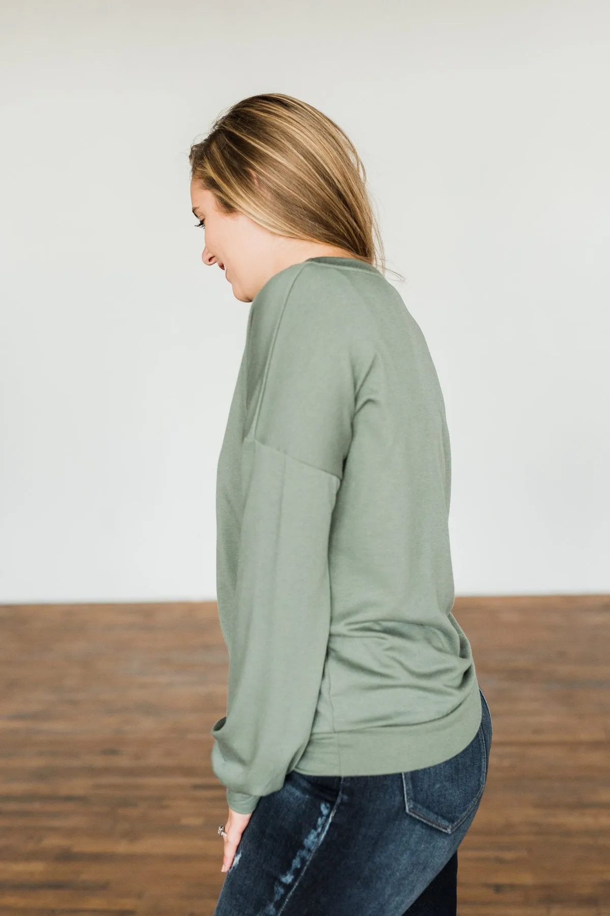 You Make It Easy Pullover Top- Sage