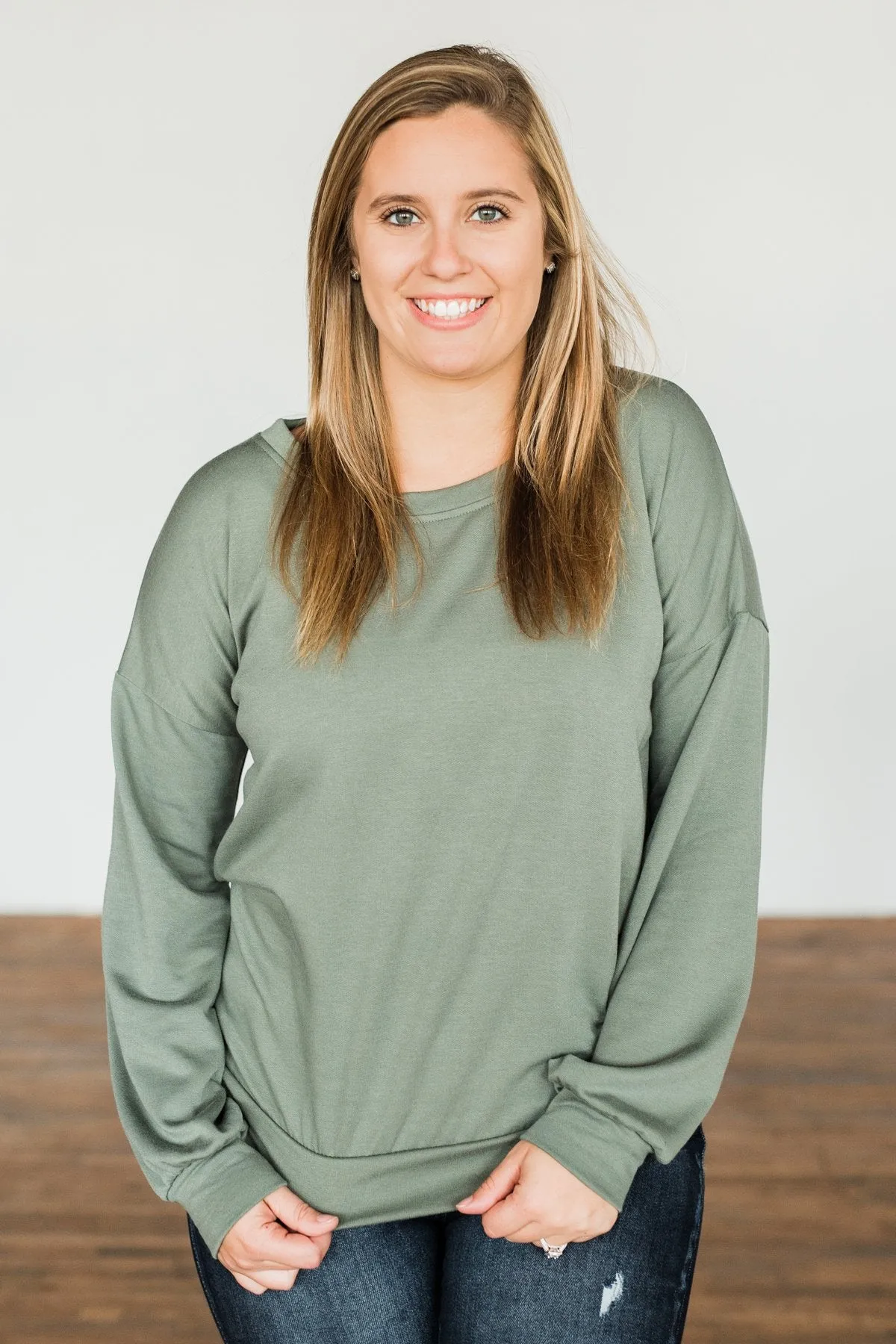 You Make It Easy Pullover Top- Sage