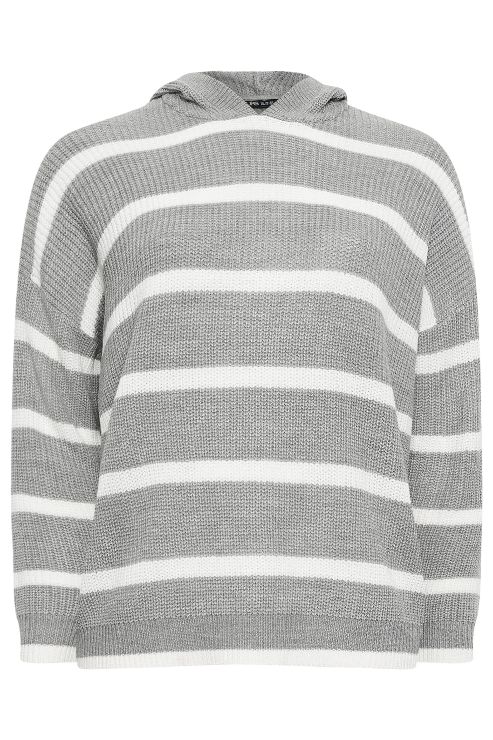 YOURS Curve Grey Striped Hooded Jumper