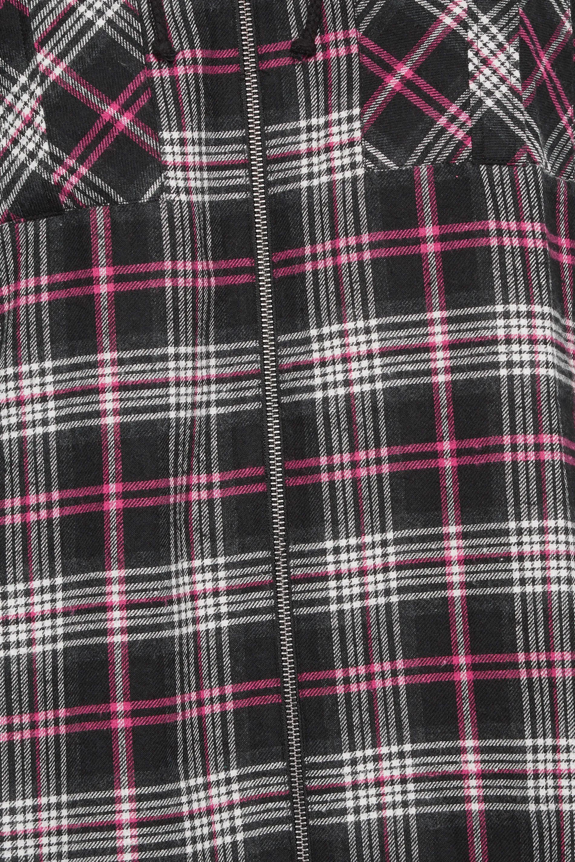 YOURS Curve Pink Check Print Hooded Shirt