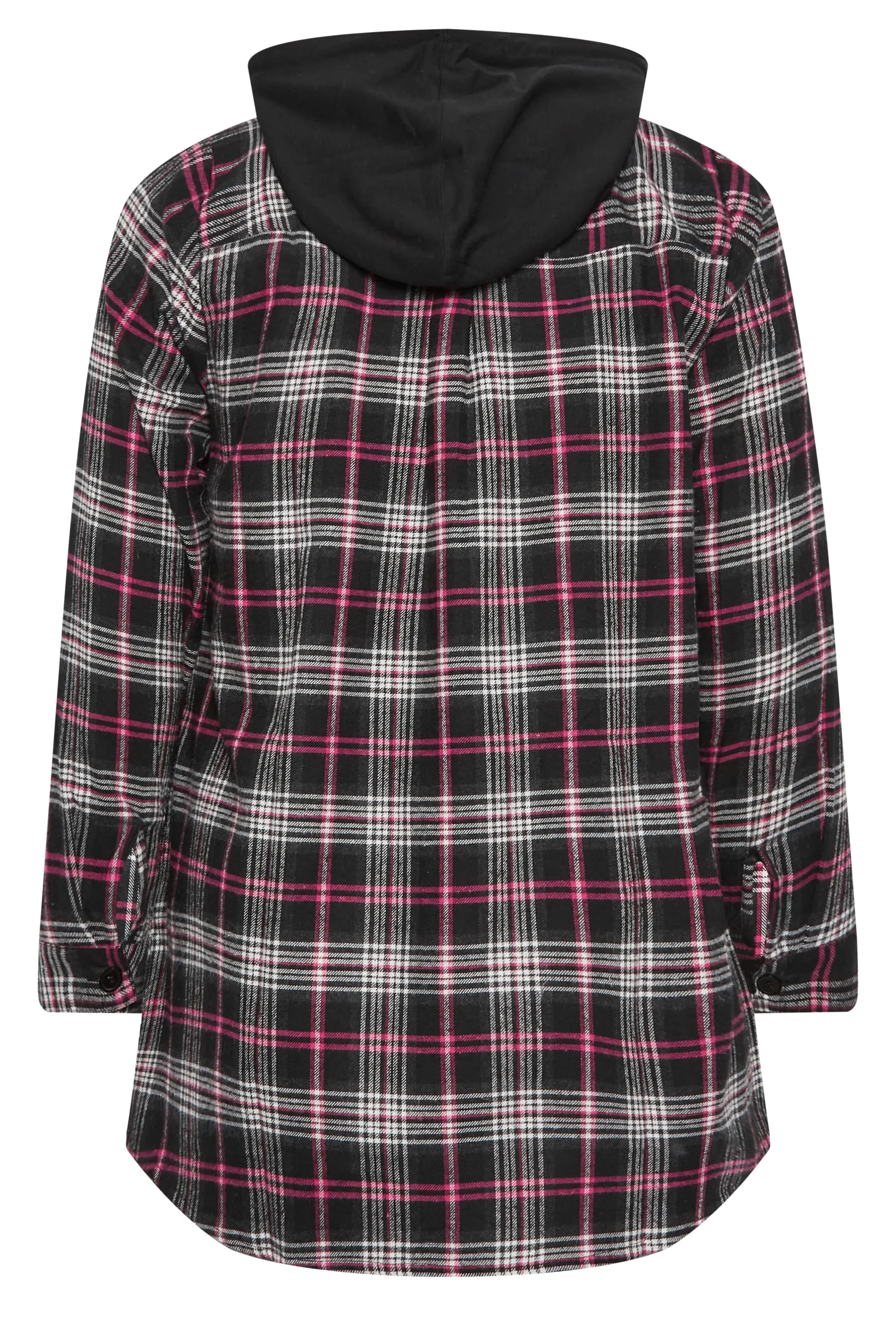 YOURS Curve Pink Check Print Hooded Shirt