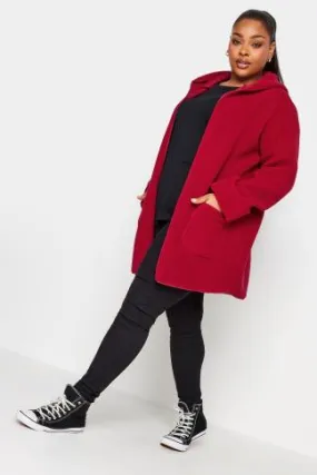 YOURS Curve Red Teddy Hooded Jacket